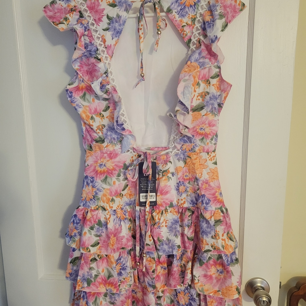 Open back tiered ruffle dress